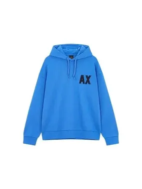 Men s AX Logo Patch Hooded Sweatshirt Blue 271304