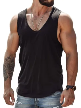 Men's Black Casual All-Match V-Neck Tank Top