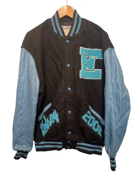 Mens DeLong Black Blue Varsity Jacket (Size XL)