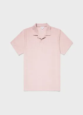 Men's Towelling Polo Shirt in Pale Pink