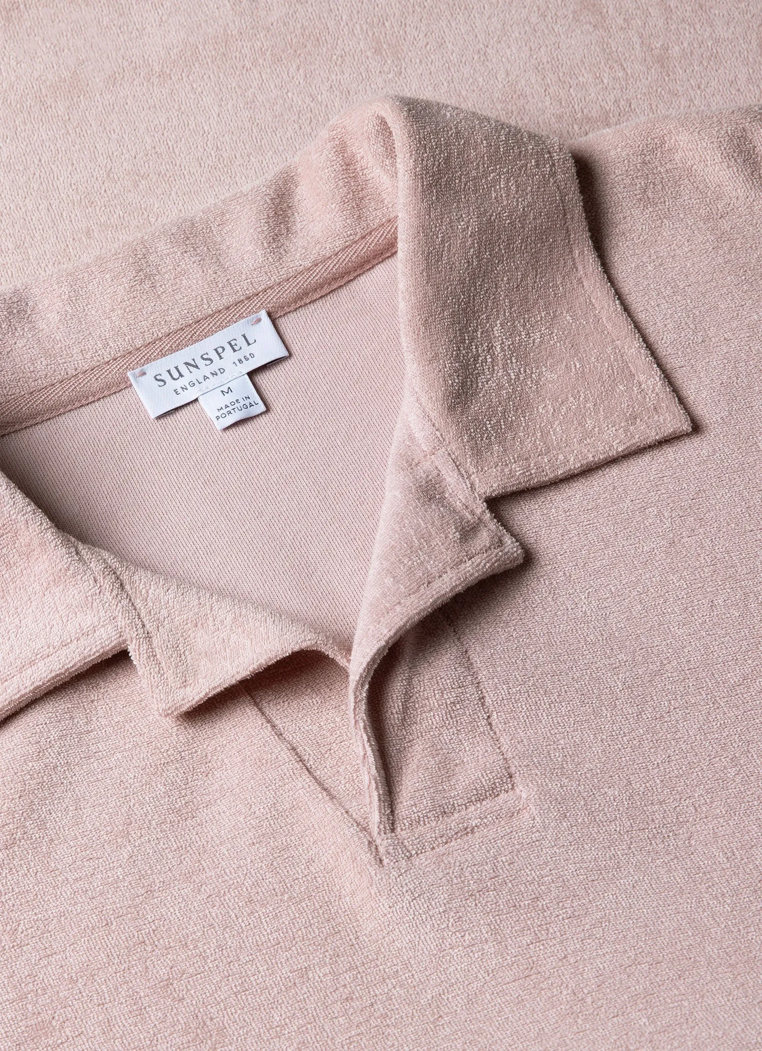 Men's Towelling Polo Shirt in Pale Pink