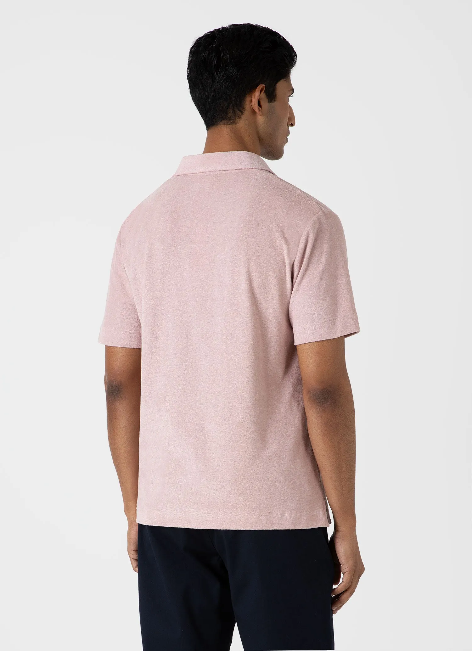 Men's Towelling Polo Shirt in Pale Pink