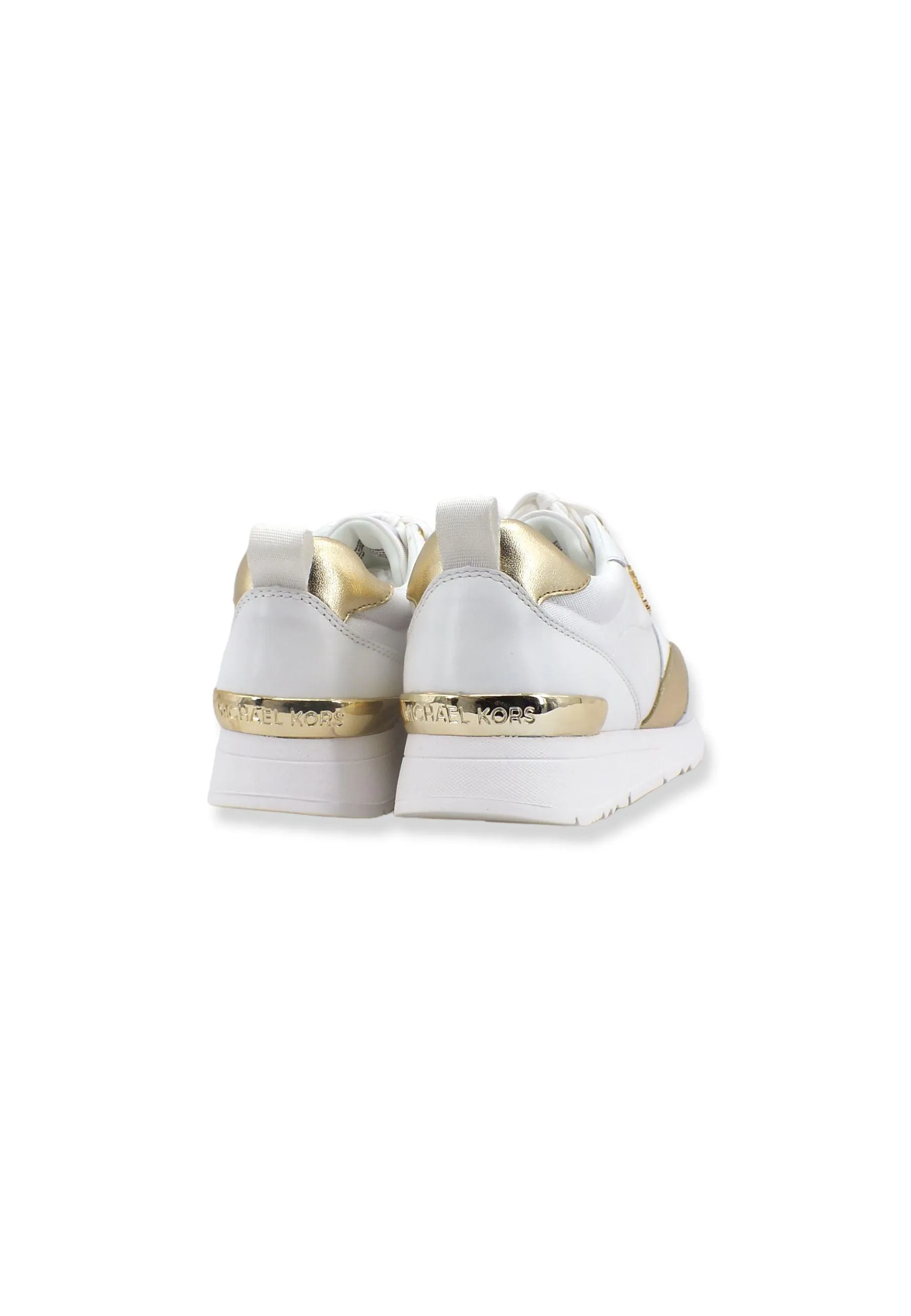 MICHAEL KORS Allie Stride Trainer Sneaker Donna Bianco Optic PlGold 43T2ALFS1D