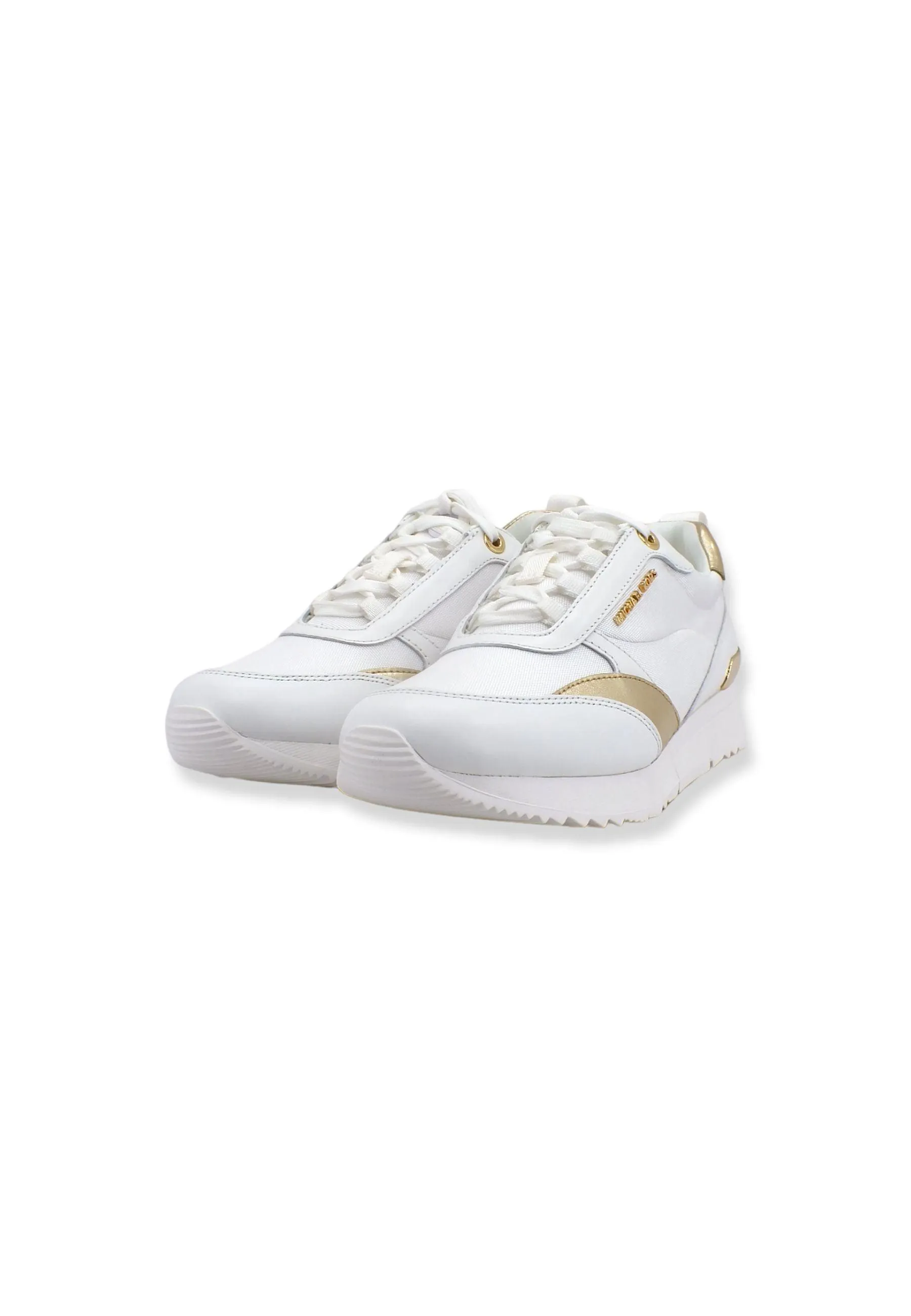 MICHAEL KORS Allie Stride Trainer Sneaker Donna Bianco Optic PlGold 43T2ALFS1D