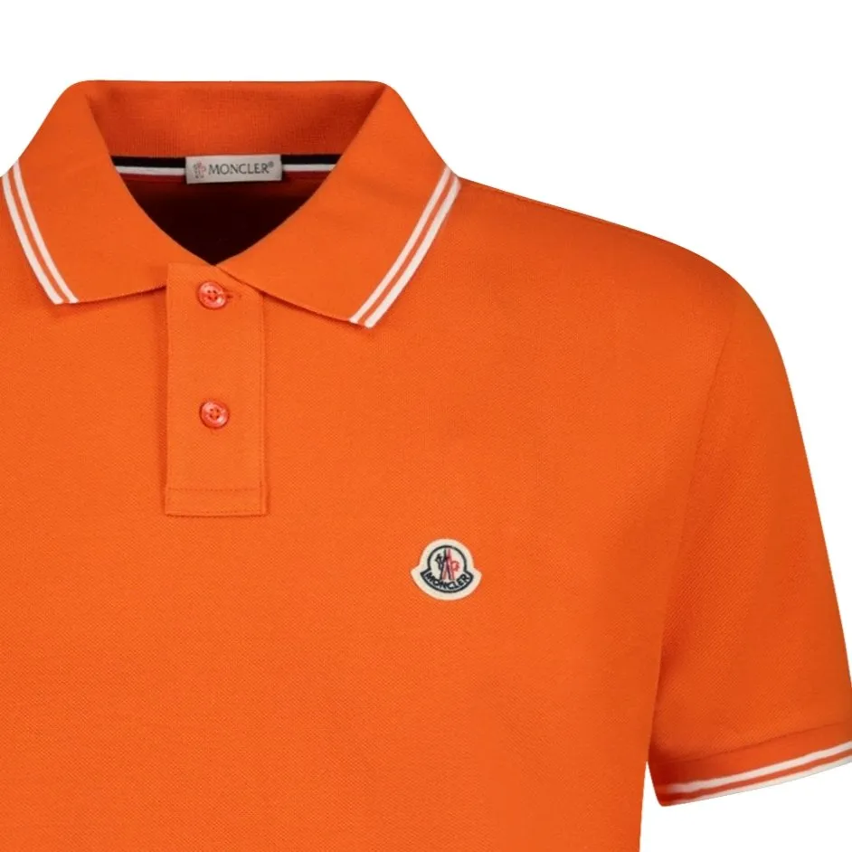 MONCLER Twin Tip Collar Cotton Polo Orange