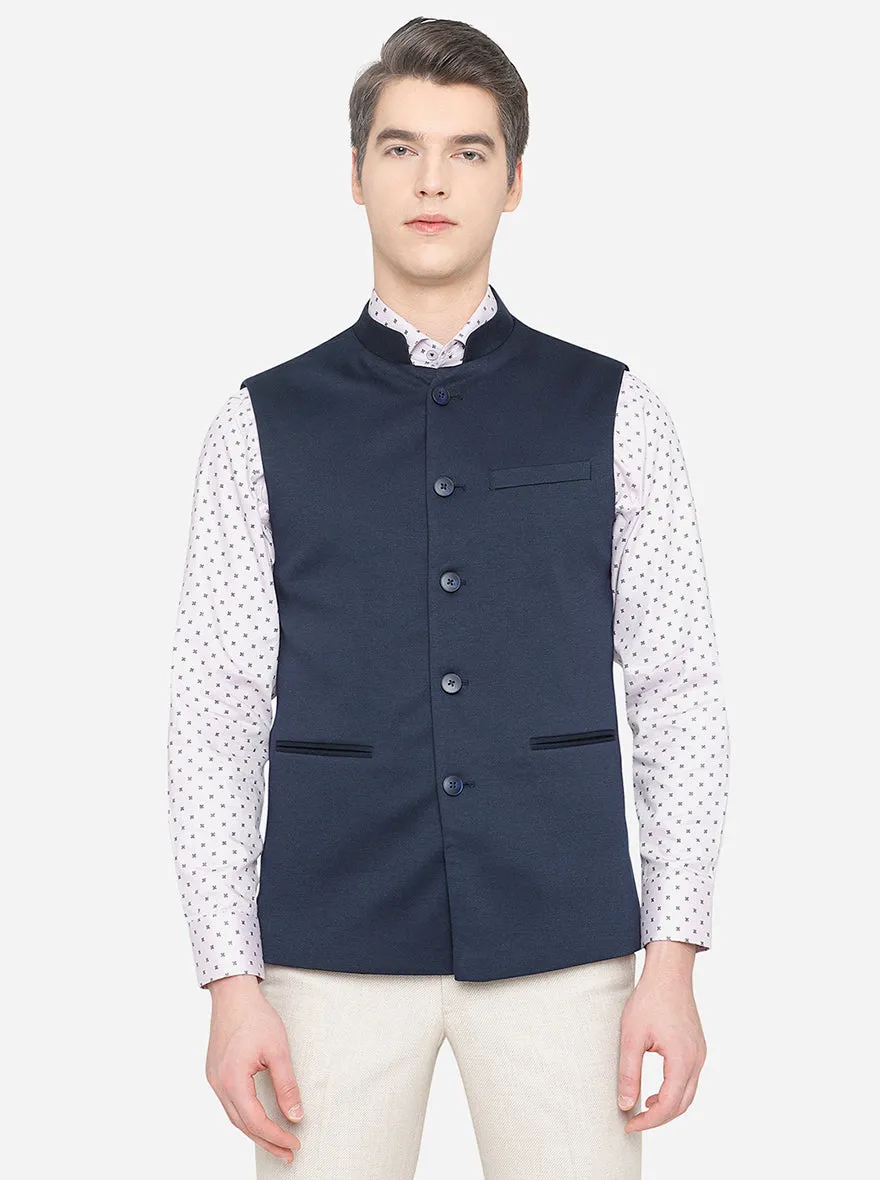 Navy Blue Bandhgala Jacket | JB Studio