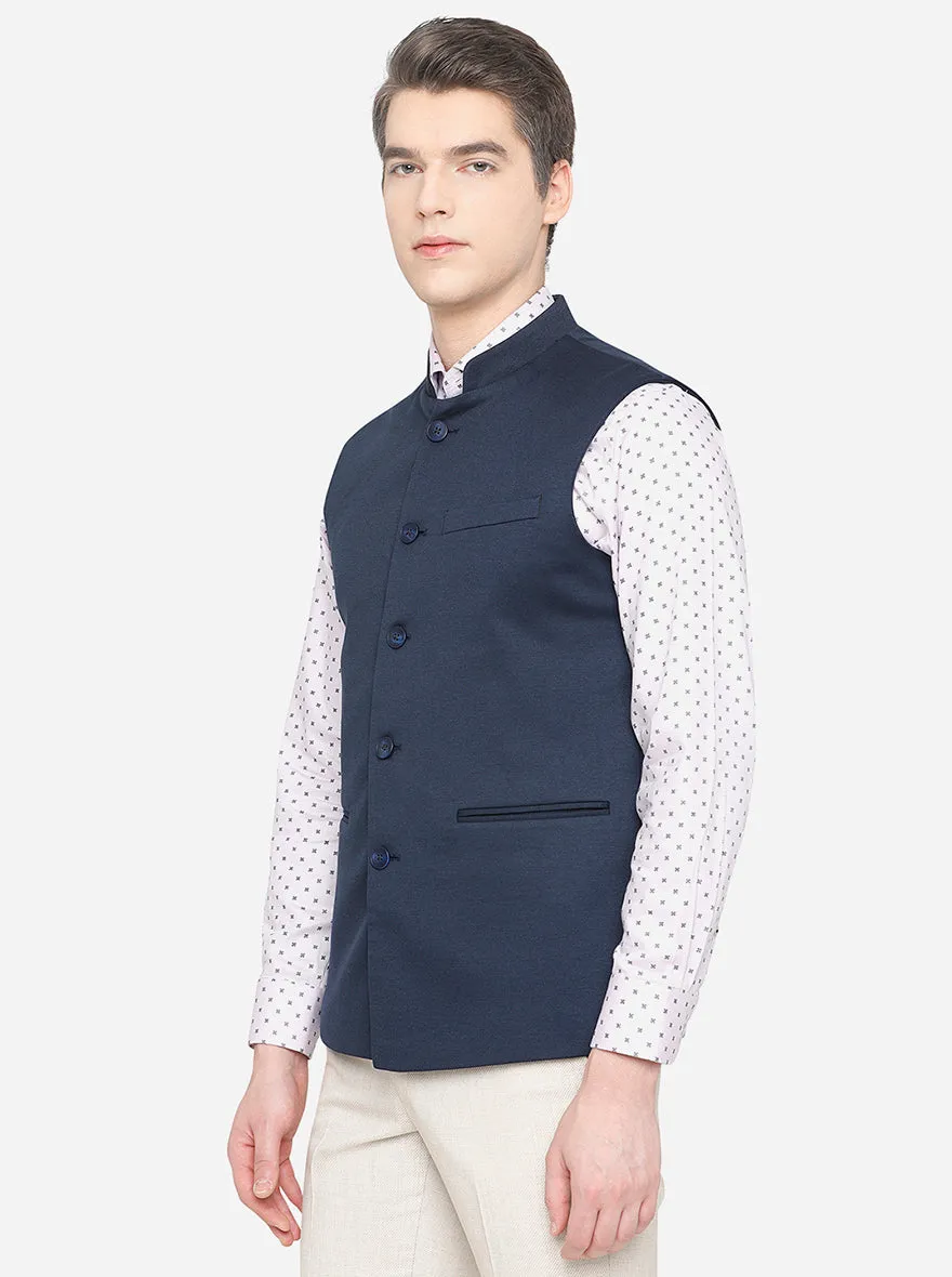 Navy Blue Bandhgala Jacket | JB Studio