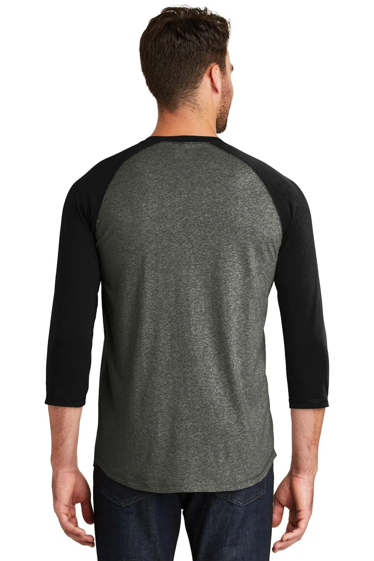 New Era Heritage Blend 3/4-Sleeve Baseball Raglan Tee NEA104 Black/ Black Twist