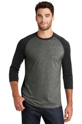 New Era Heritage Blend 3/4-Sleeve Baseball Raglan Tee NEA104 Black/ Black Twist