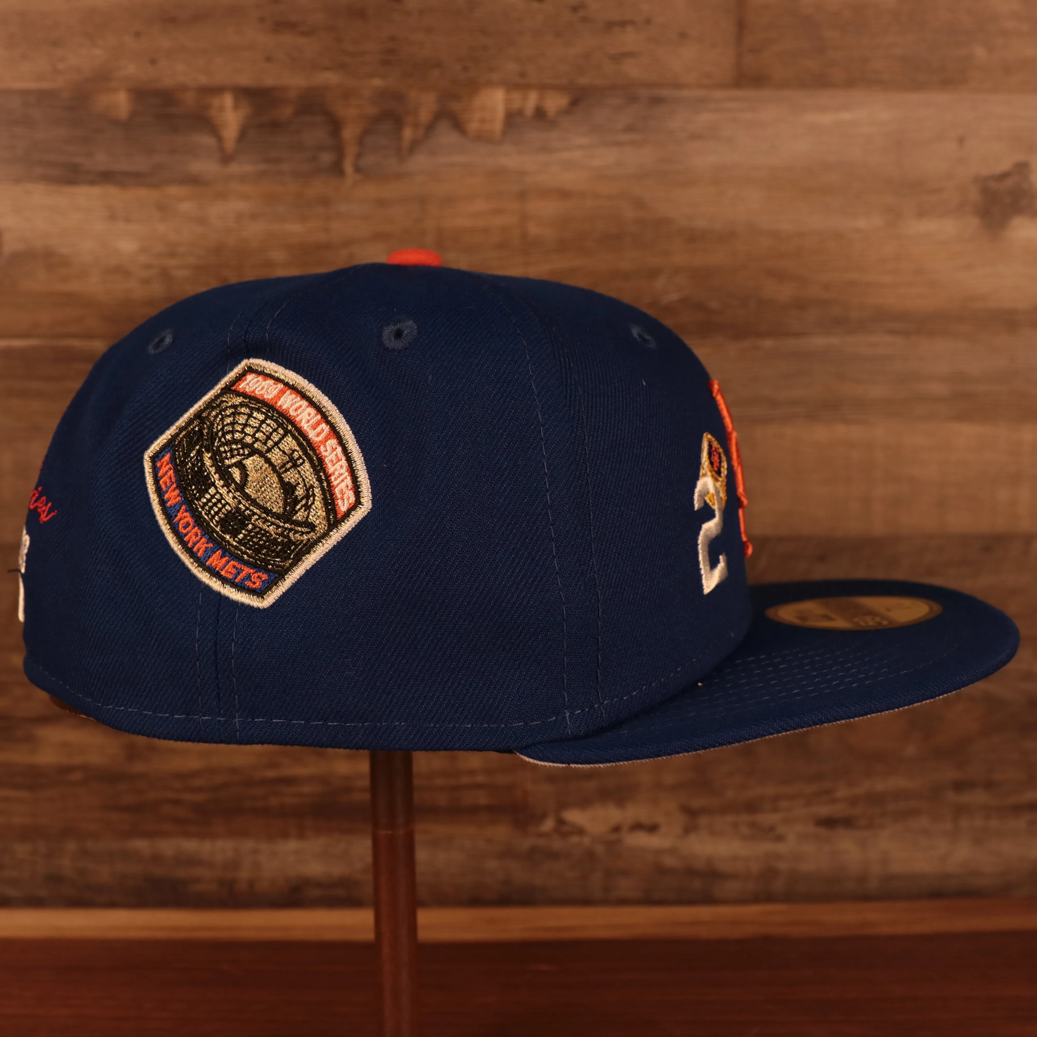 New York Mets Cooperstown Championship Rings All Over Side Patch Gray Bottom 59FIFTY Fitted Cap