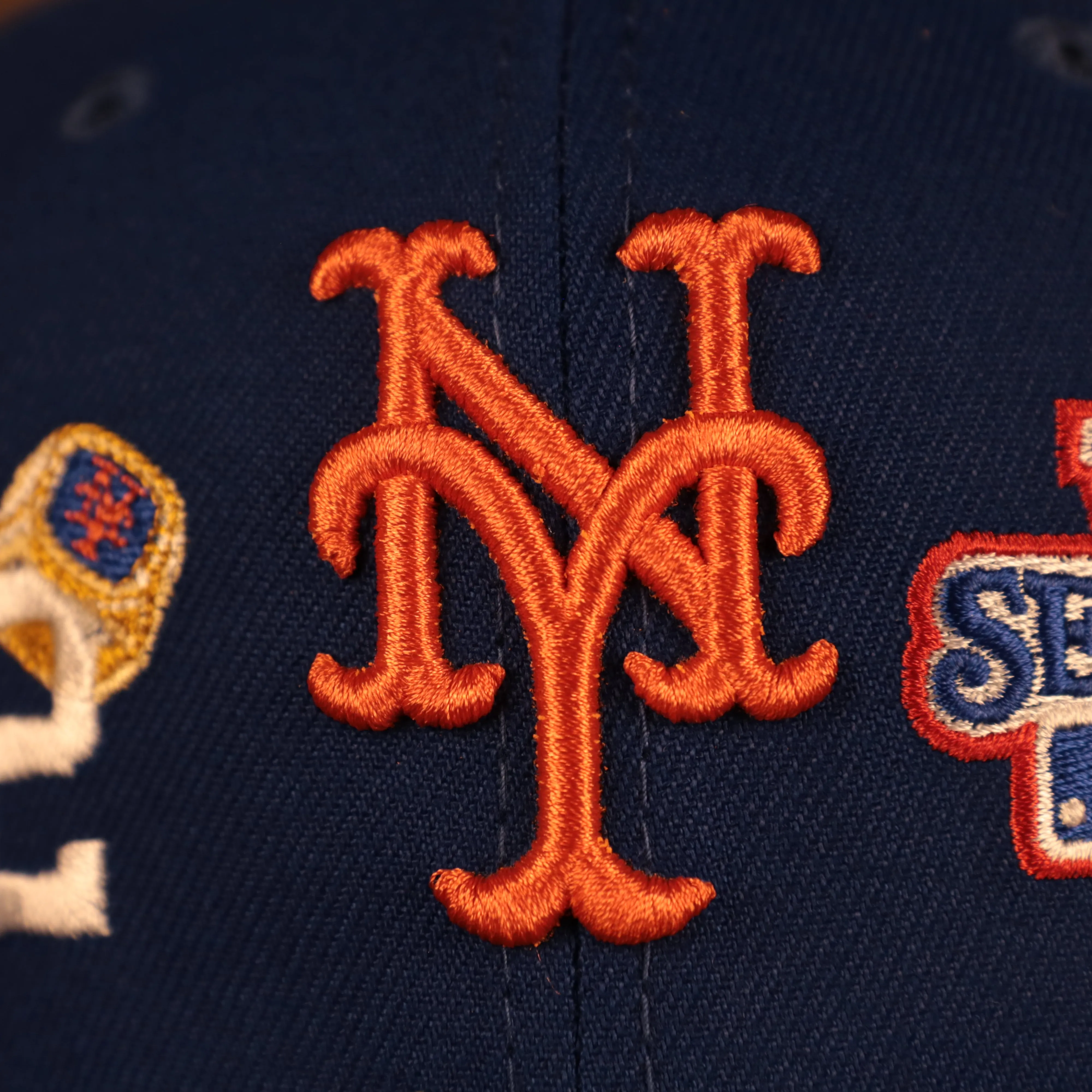 New York Mets Cooperstown Championship Rings All Over Side Patch Gray Bottom 59FIFTY Fitted Cap