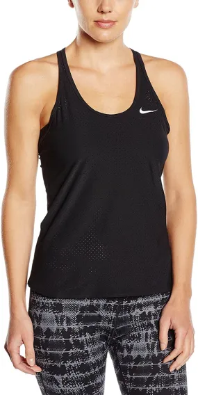 Nike Women's Slam Breathe Tank Top Black/Black/Black/White Tank Top LG