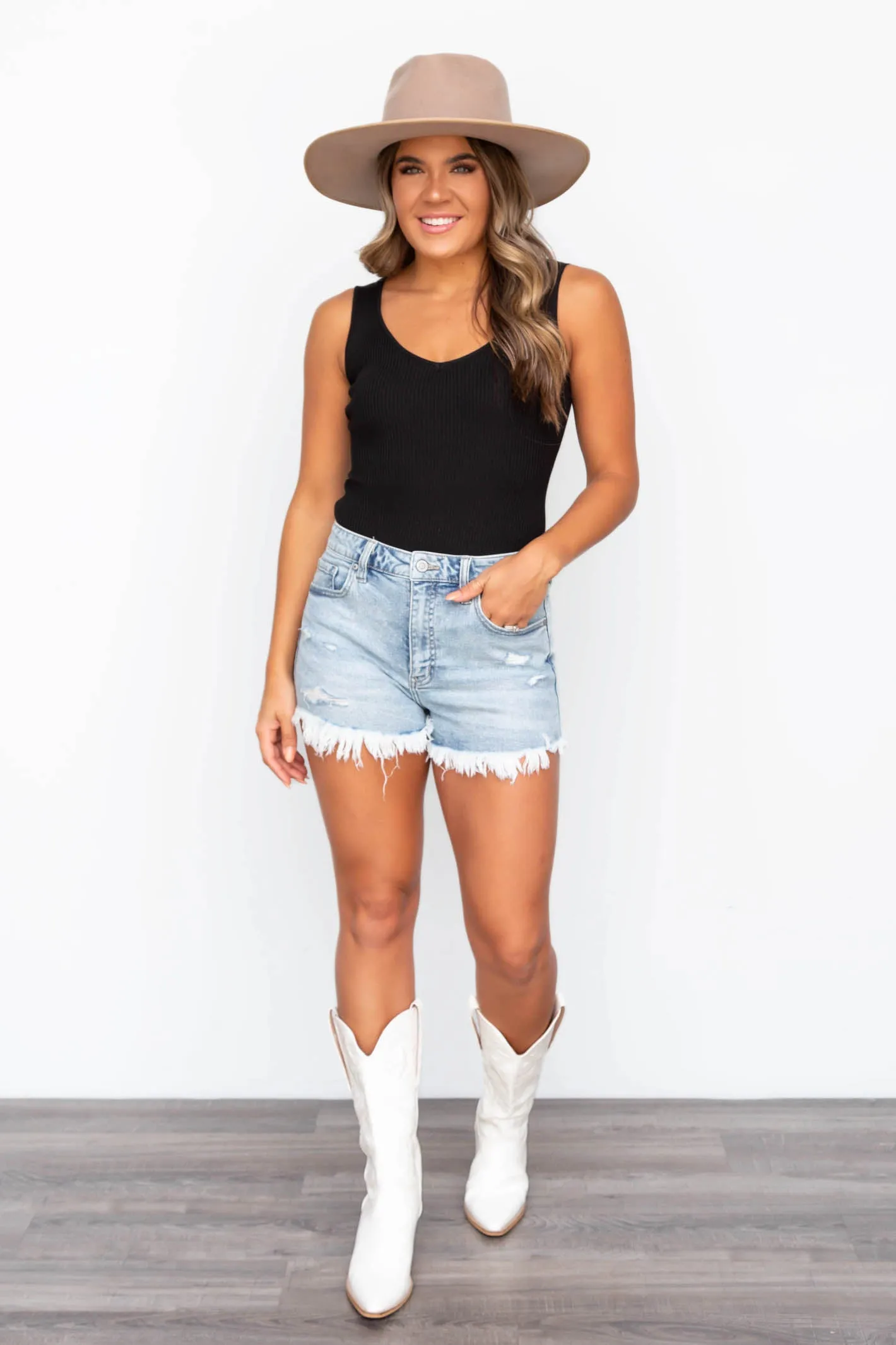 Playing Hard To Get Super High Rise Cut Off Denim Shorts