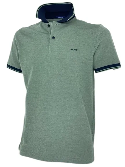 POLO UOMO VERDE MILITARE MISTO COTONE