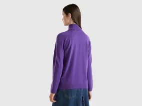 Purple turtleneck in wool and cashmere blend - Purple | Benetton