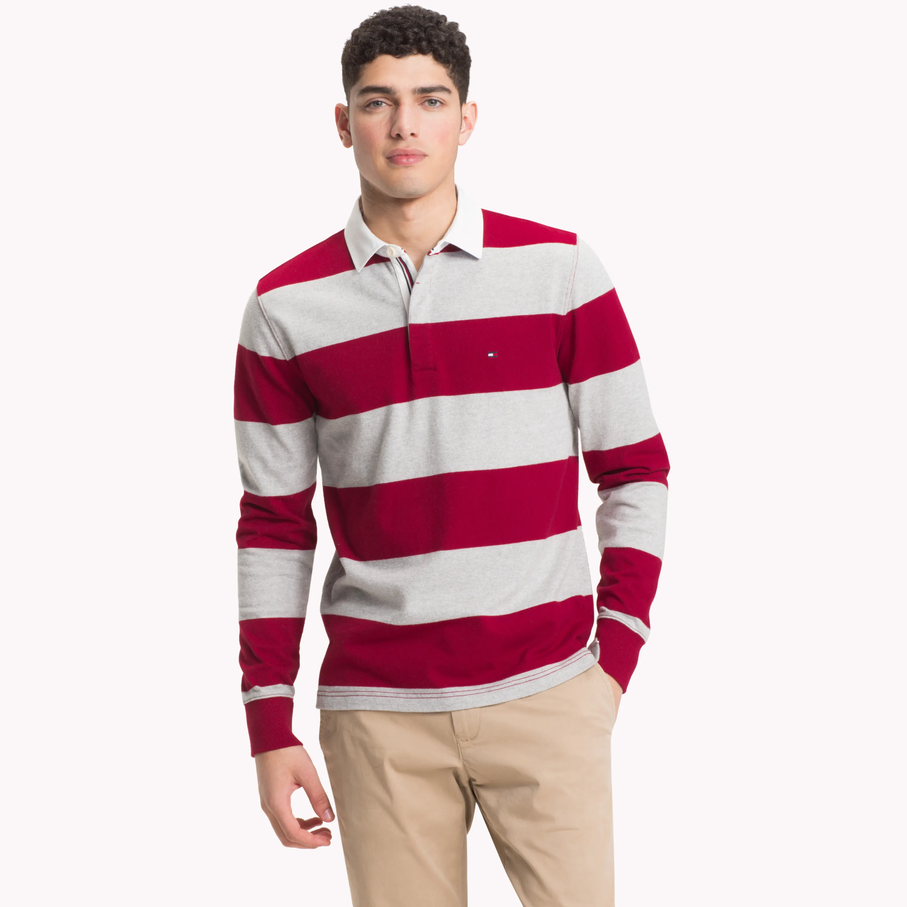 Red Block Stripe Rugby Shirt | Sweatshirts & Hoodies | Tommy Hilfiger