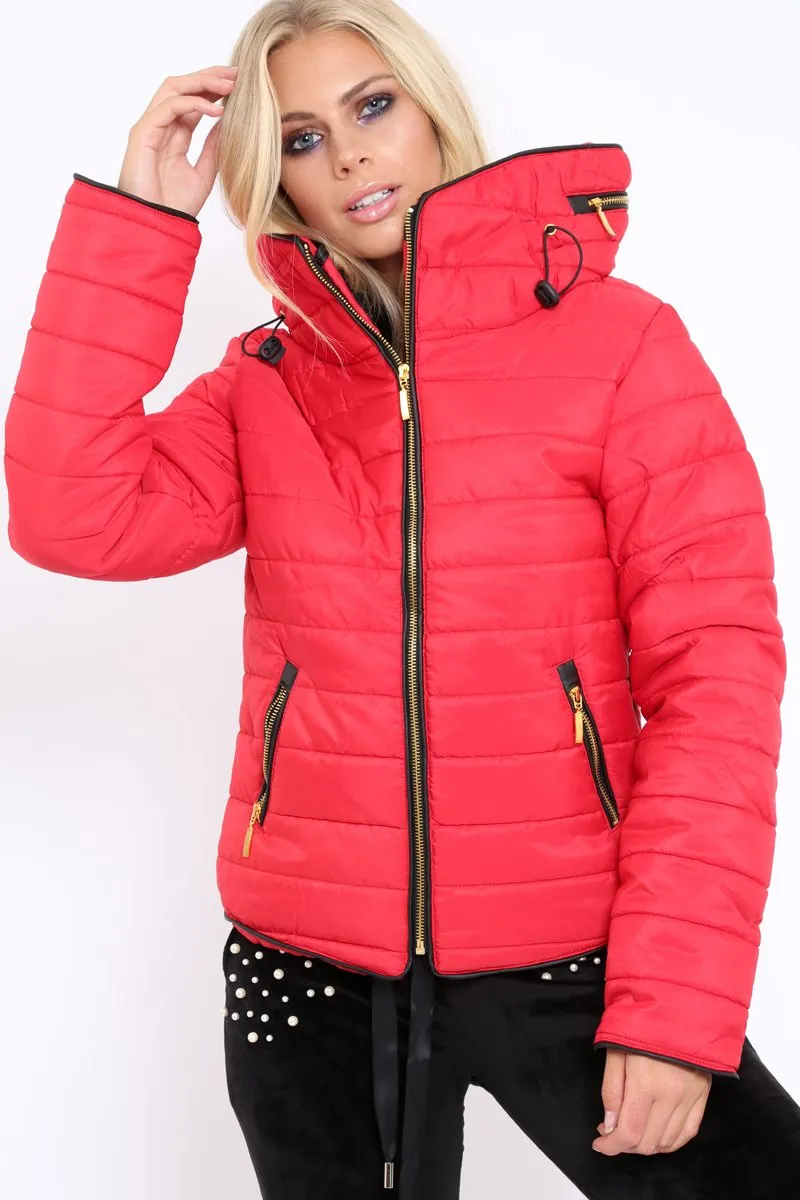 Red Padded Coat - Zara