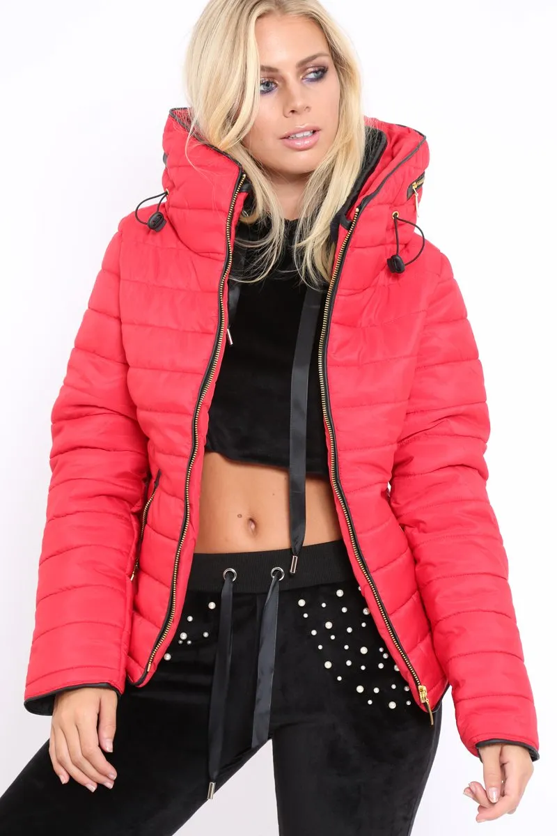 Red Padded Coat - Zara