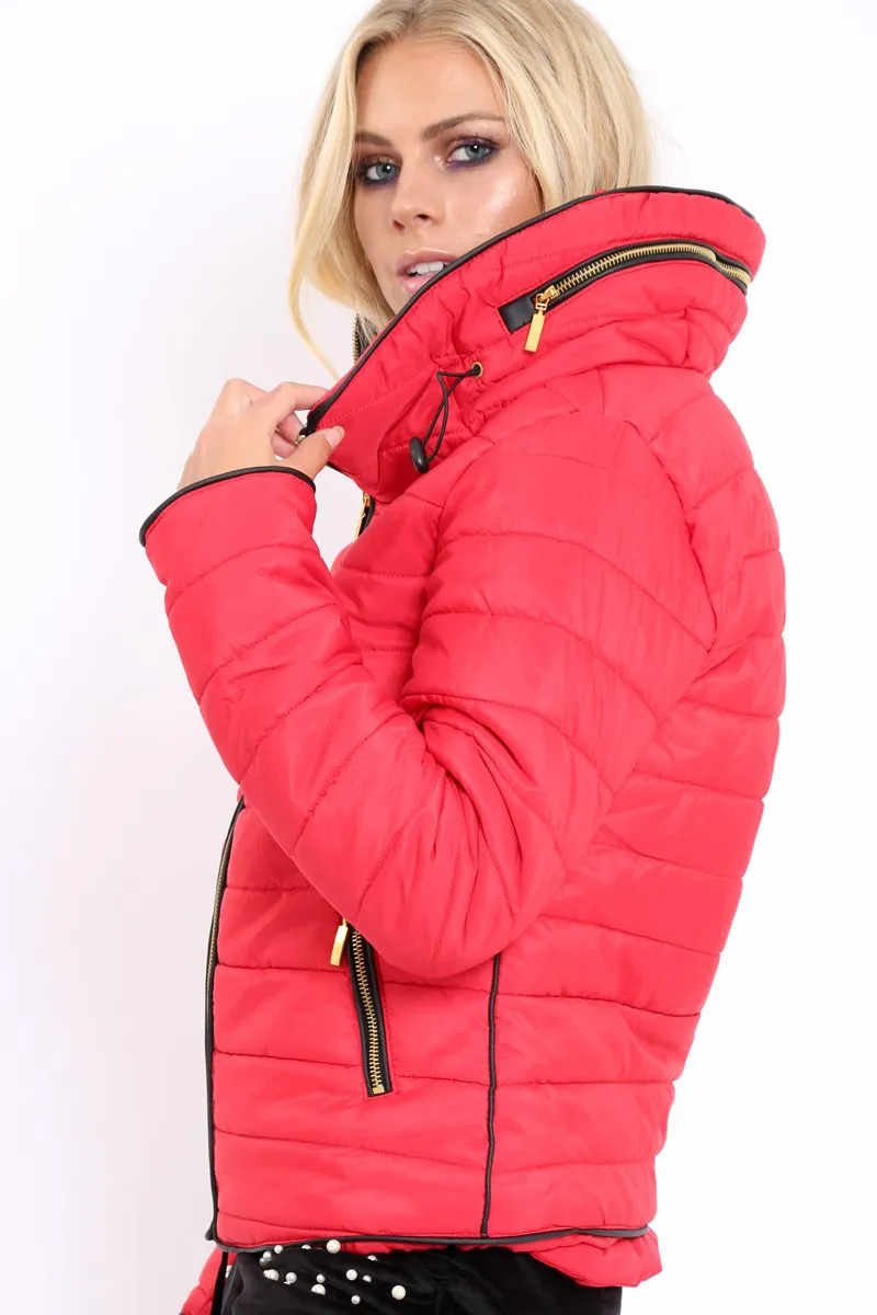 Red Padded Coat - Zara