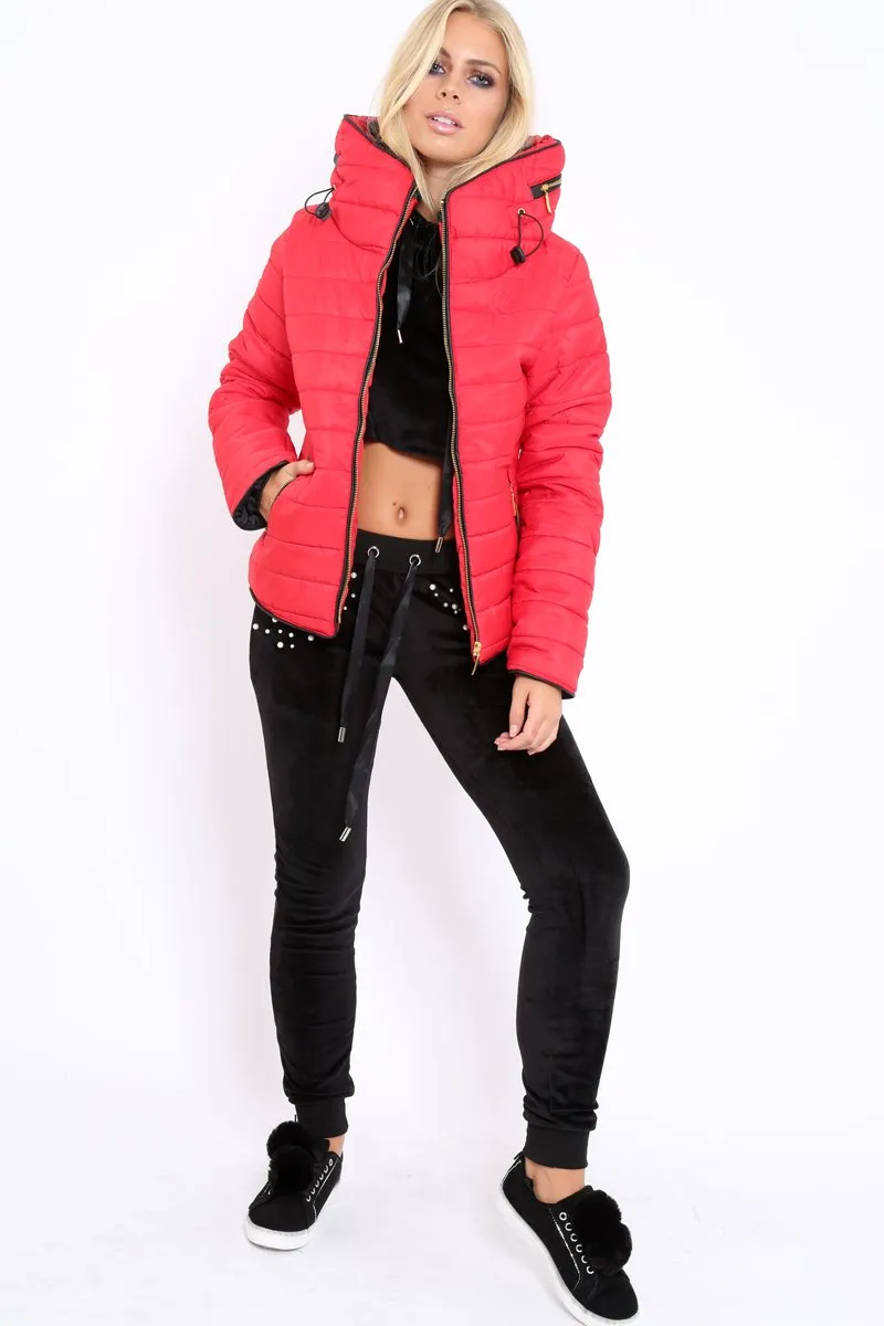 Red Padded Coat - Zara