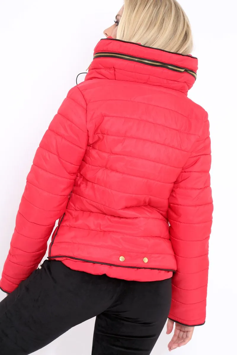 Red Padded Coat - Zara