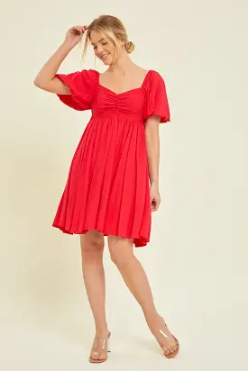 Red Puff Sleeve Dress