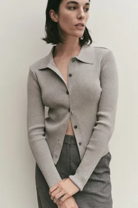 RIBBED SHORT CARDIGAN