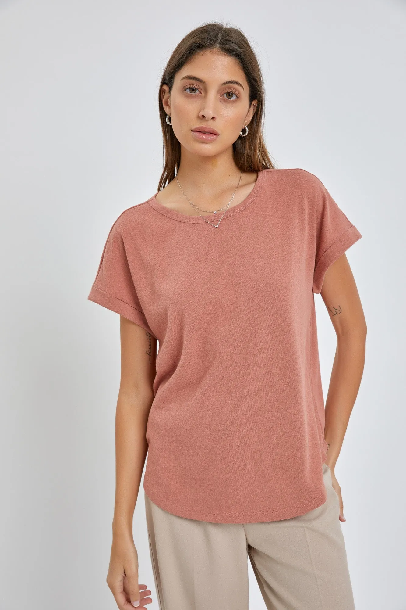 Rust Short Dolman Sleeve Maternity Top