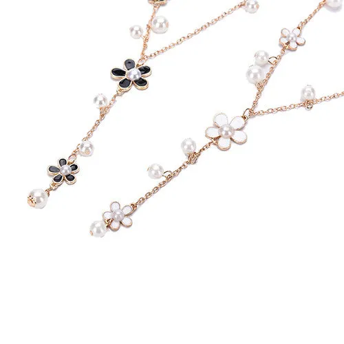 s Women Flower Sweater Chain Necklace Elegant Pearl Necklace Women Jewelry Gifts  SM6