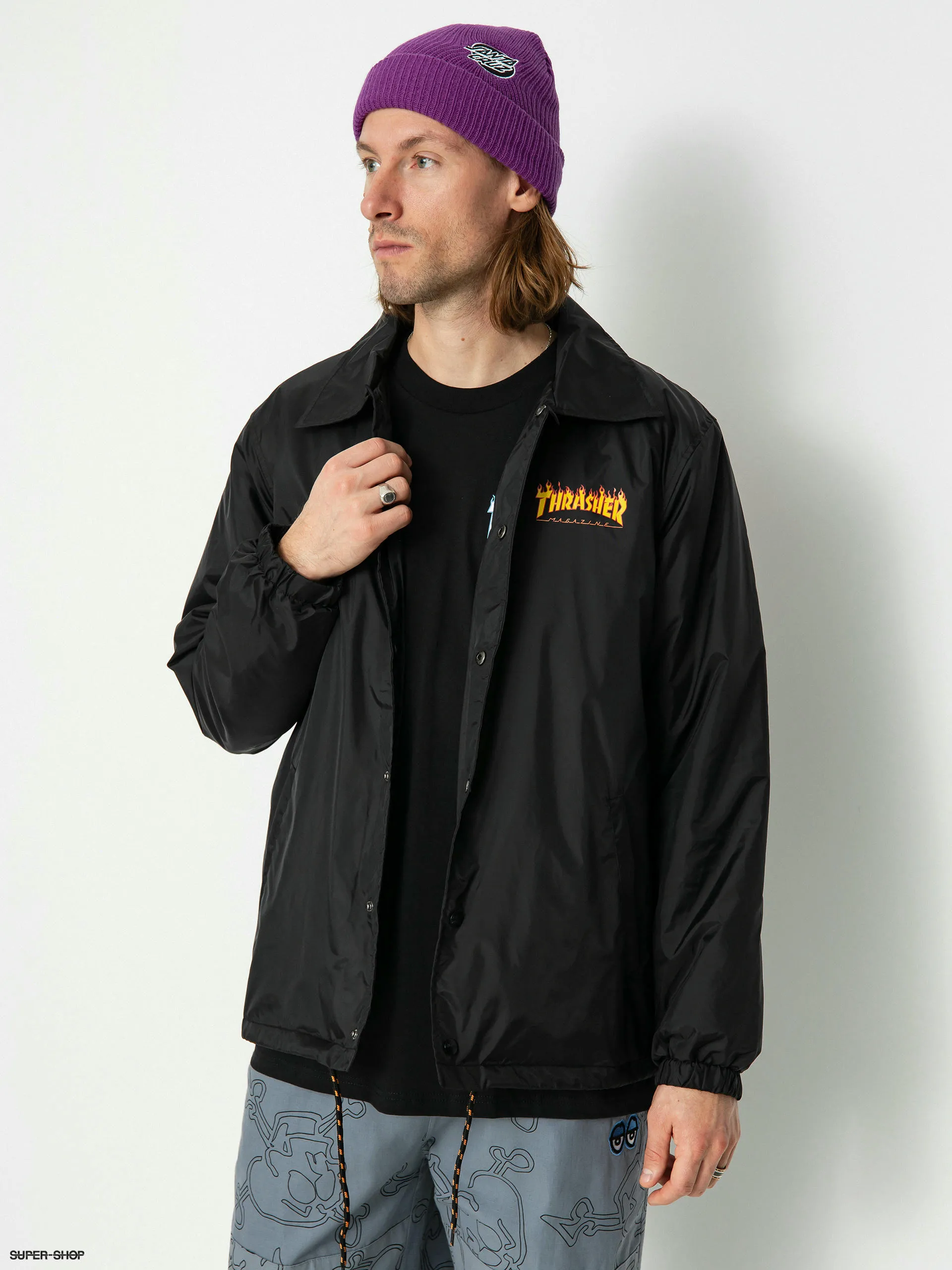 Santa Cruz X Thrasher Flame Dot Coach Jacket (black)