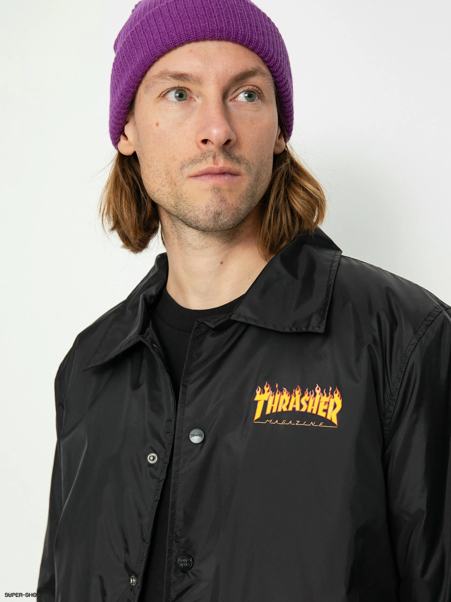 Santa Cruz X Thrasher Flame Dot Coach Jacket (black)