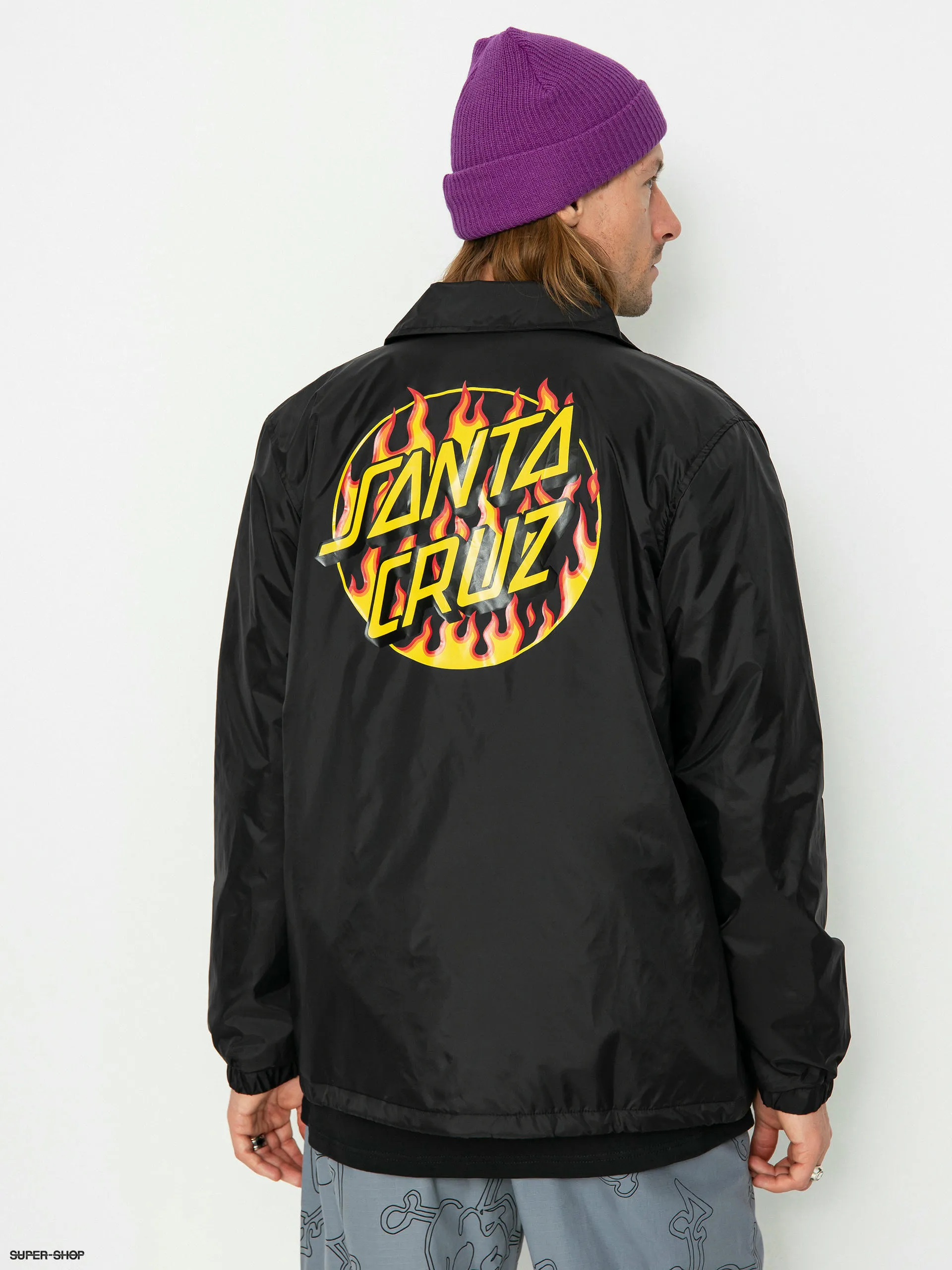 Santa Cruz X Thrasher Flame Dot Coach Jacket (black)