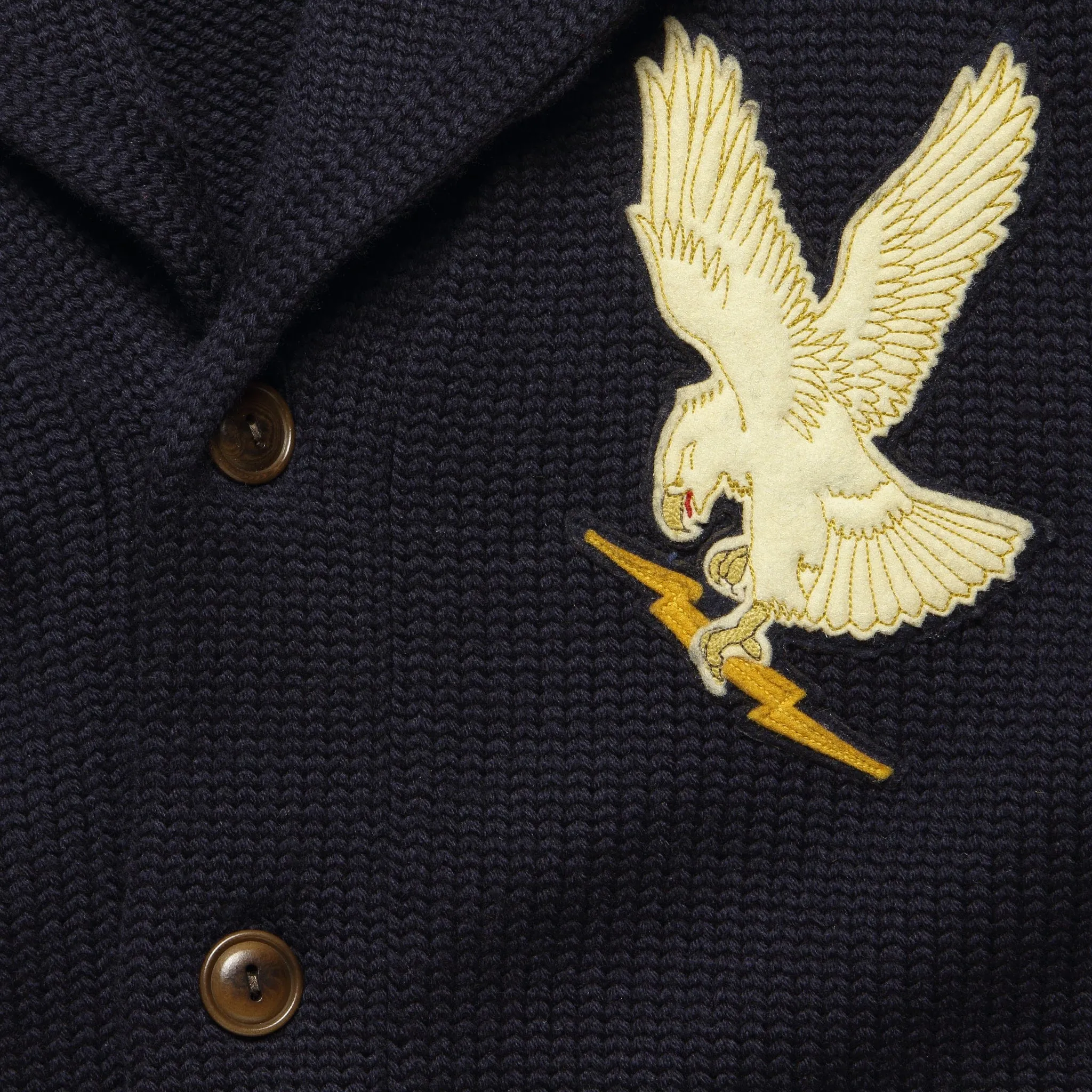 Shawl Collar Patch Cardigan - Navy