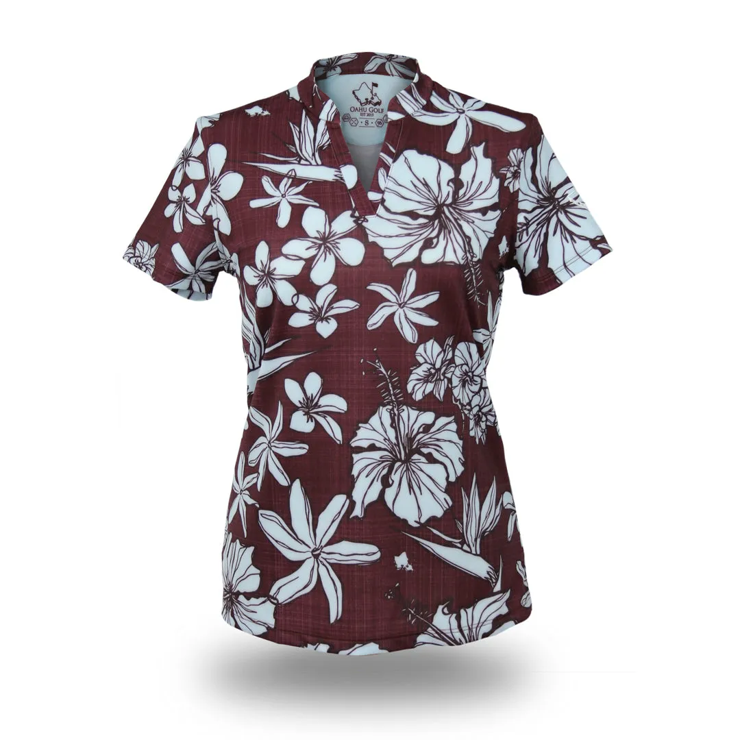 Sketchy Burgundy Haze - OGA Ladies Polo - Burgundy Ice