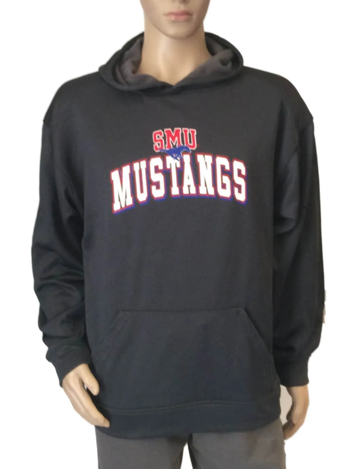 SMU Mustangs Badger Sport Charcoal Gray LS Pullover Hoodie Sweatshirt (L)