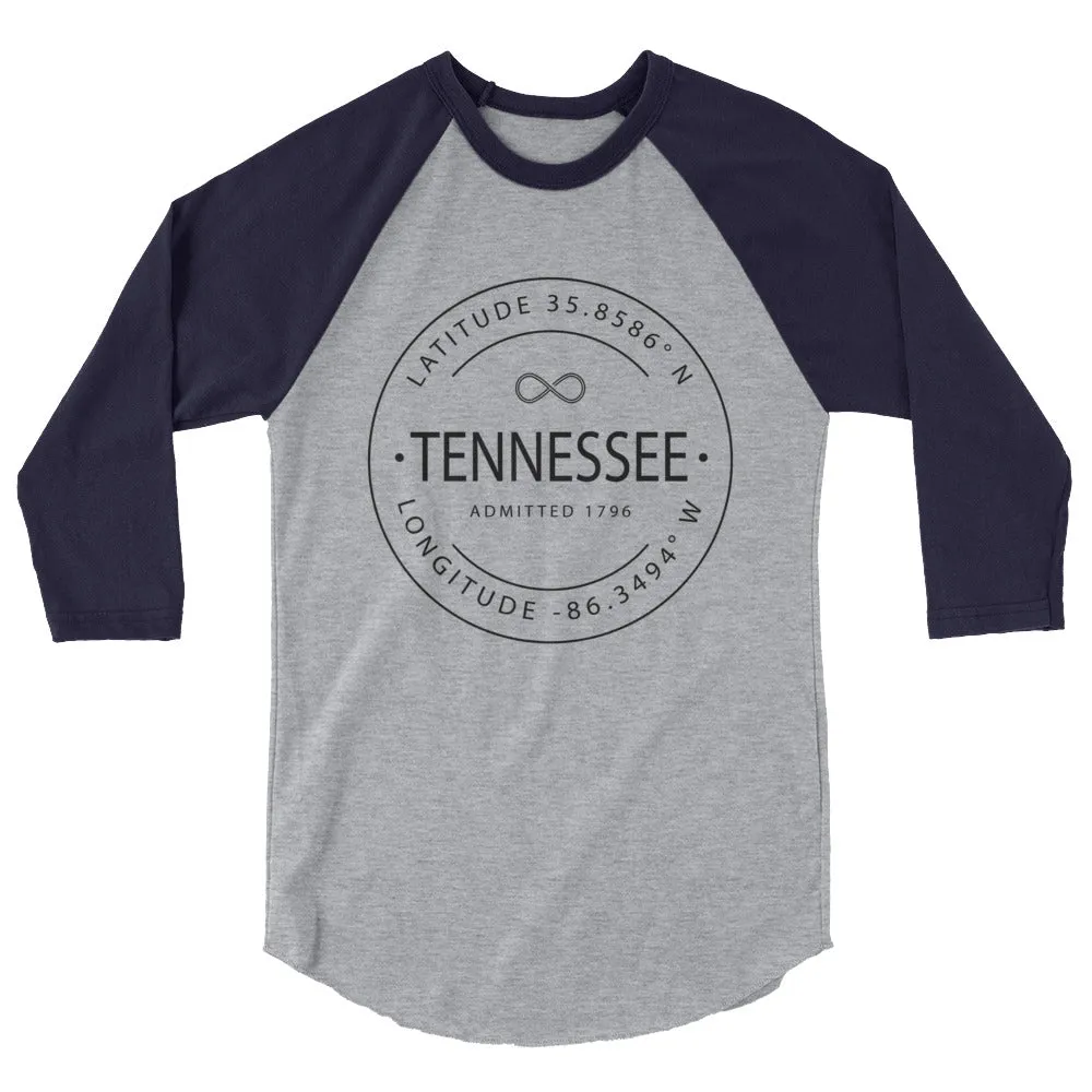 Tennessee - 3/4 Sleeve Raglan Shirt - Latitude & Longitude