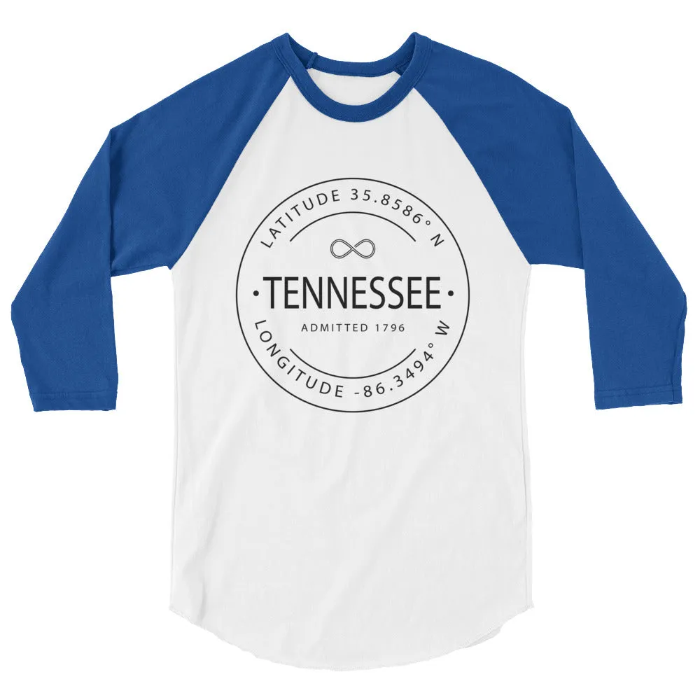 Tennessee - 3/4 Sleeve Raglan Shirt - Latitude & Longitude