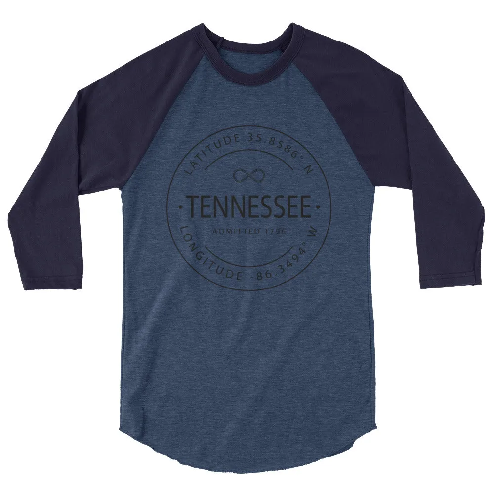 Tennessee - 3/4 Sleeve Raglan Shirt - Latitude & Longitude