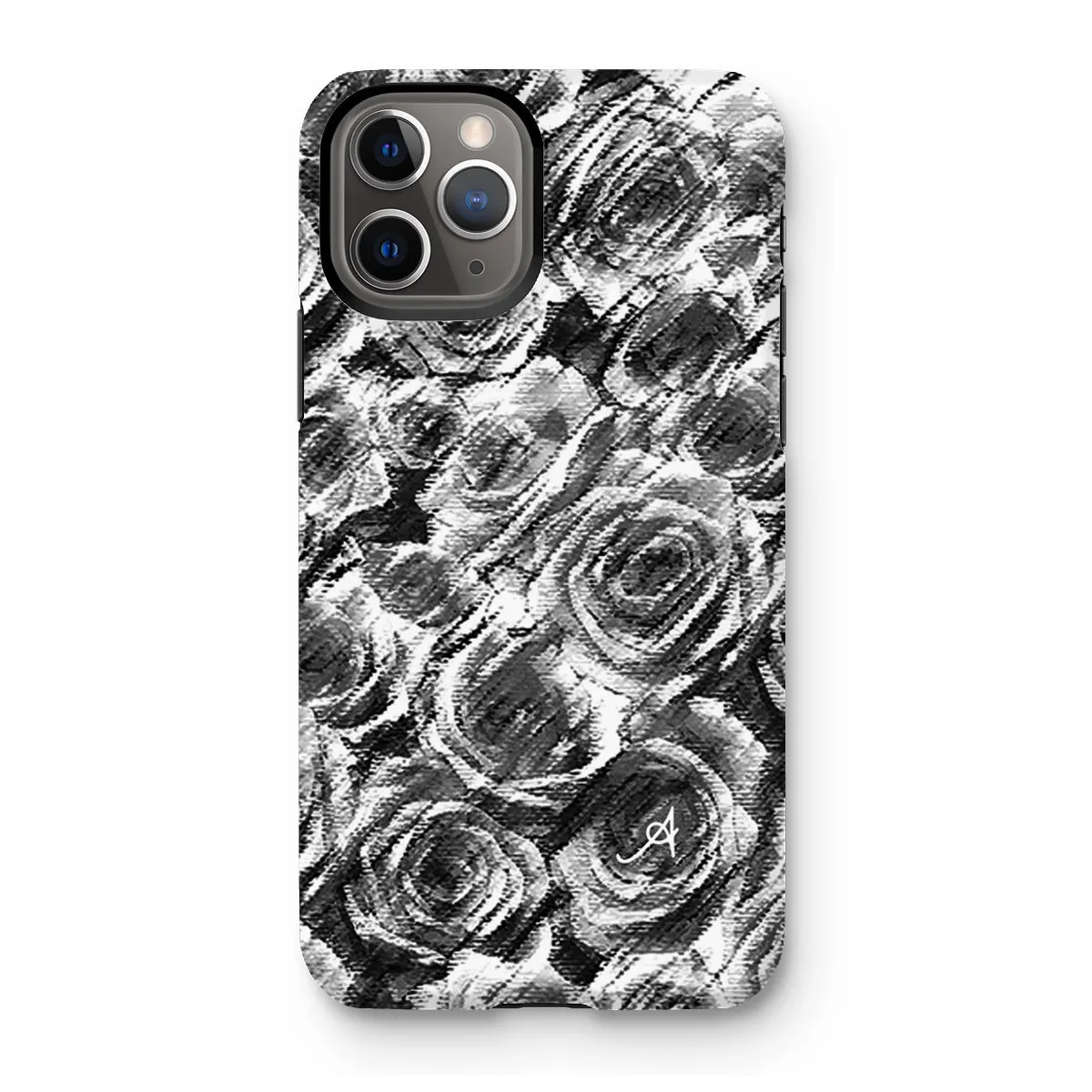 Textured Roses Black Amanya Design Tough Phone Case