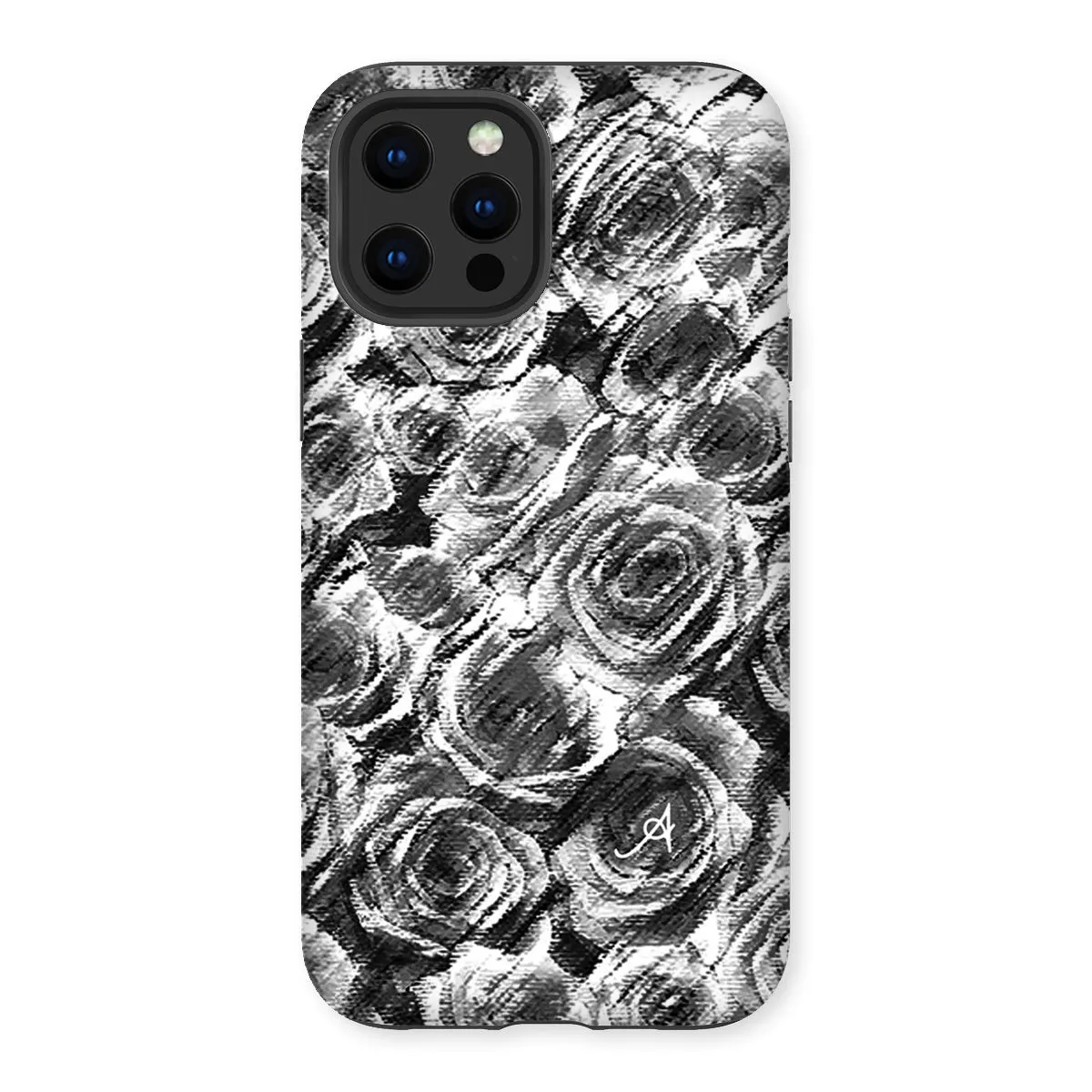 Textured Roses Black Amanya Design Tough Phone Case