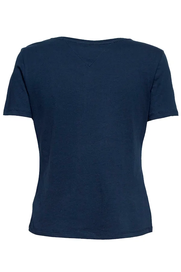 Tommy Hilfiger Women TJW V-Neck Logo Tee Navy