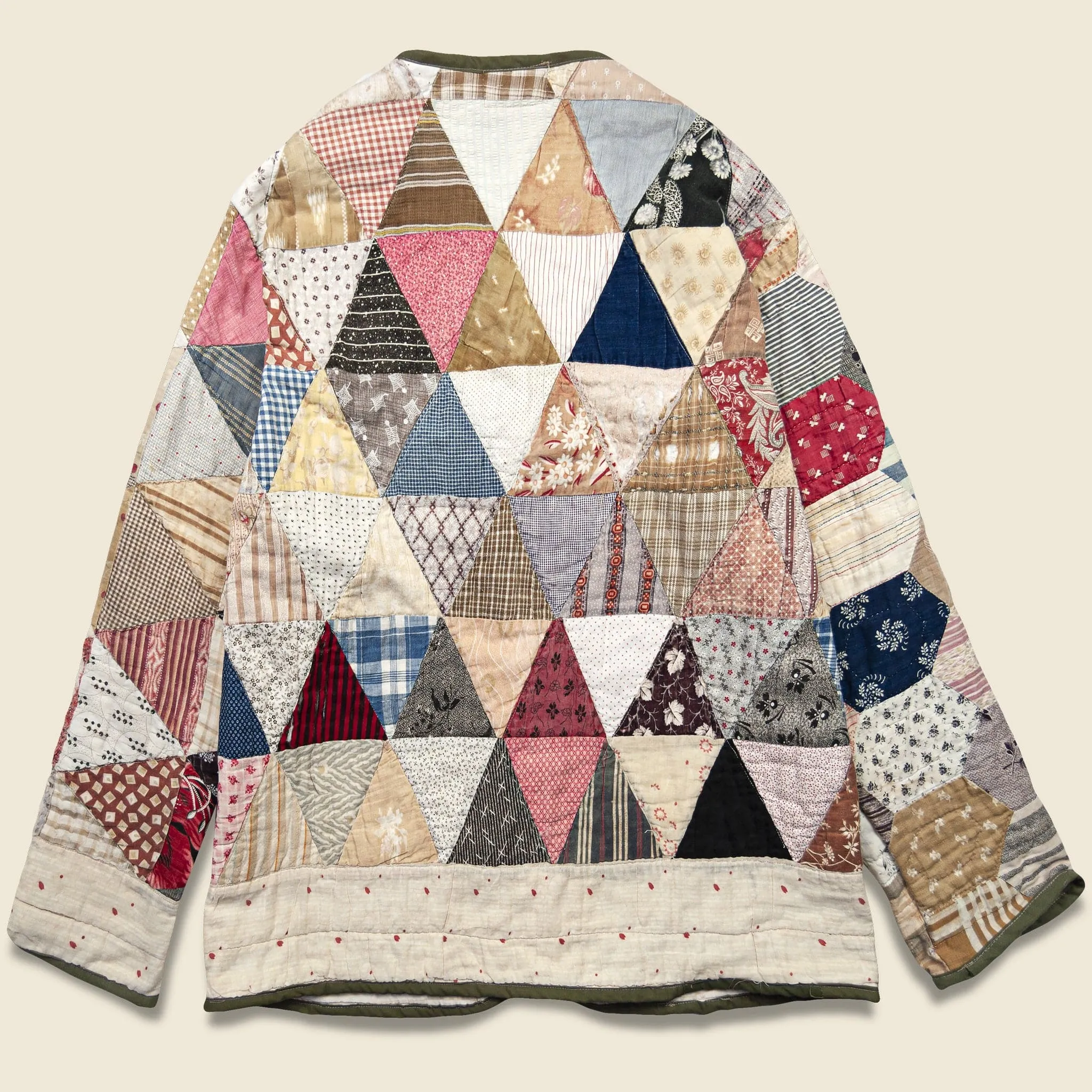 Triangles & Striped Lining Quilt Kimono - Multi