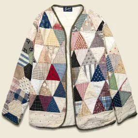 Triangles & Striped Lining Quilt Kimono - Multi