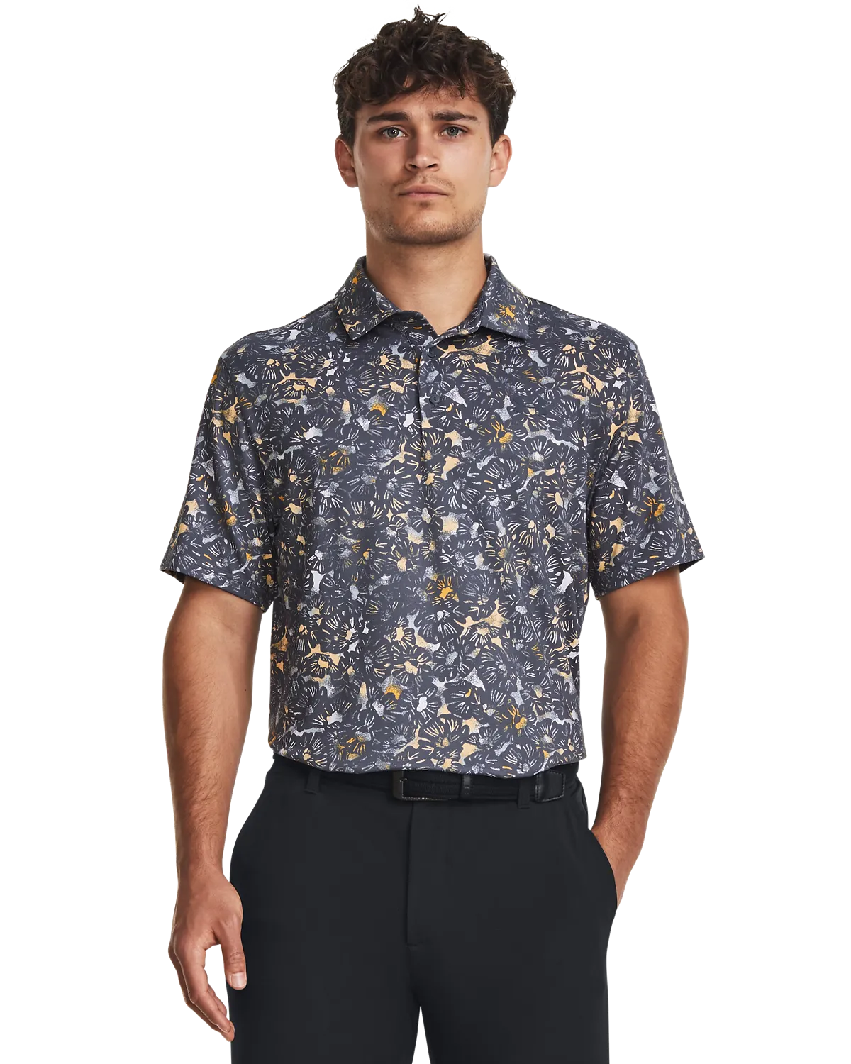 UA Playoff 3.0 Printed Polo M - Gray/Messa Yellow