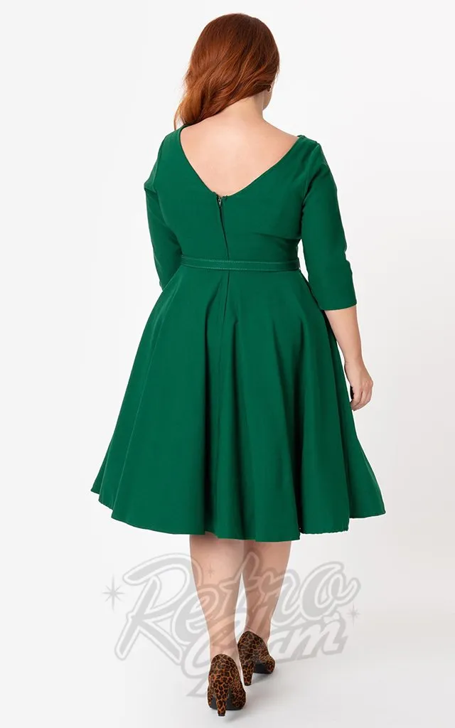 Unique Vintage 1950's Devon Swing Dress in Emerald Green - L & 2XL left