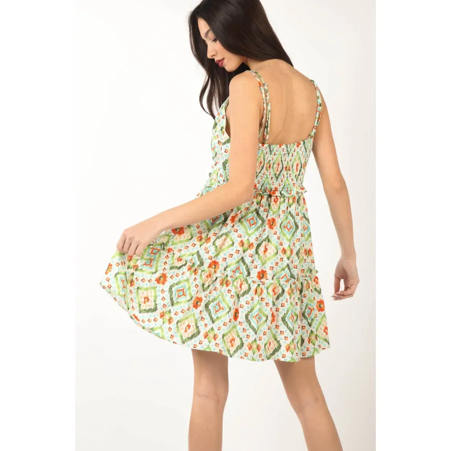 VERY J Floral Back Smocked Ruffled Mini Dress