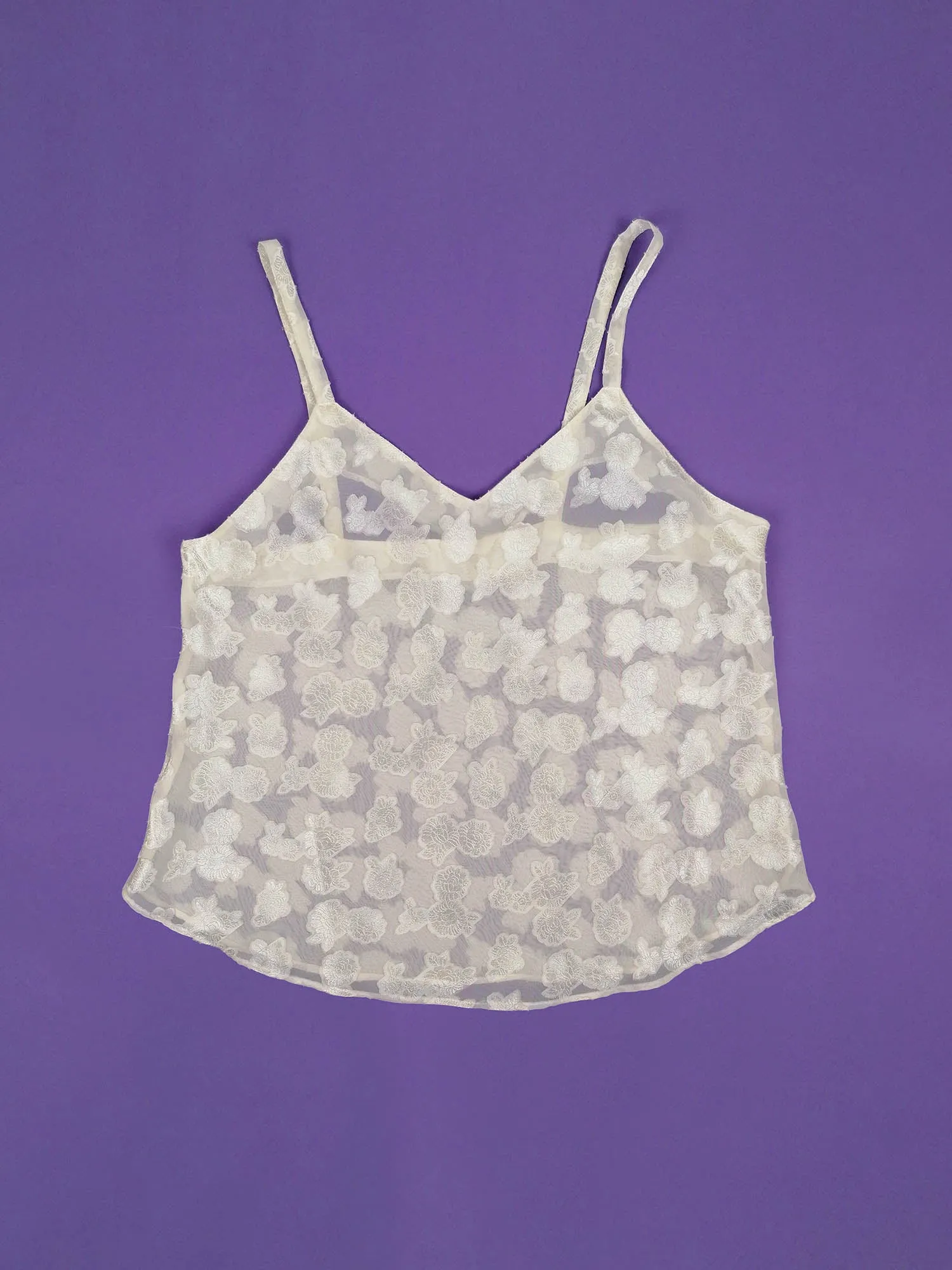 Vintage Butter-white Sheer Cami - size M-L