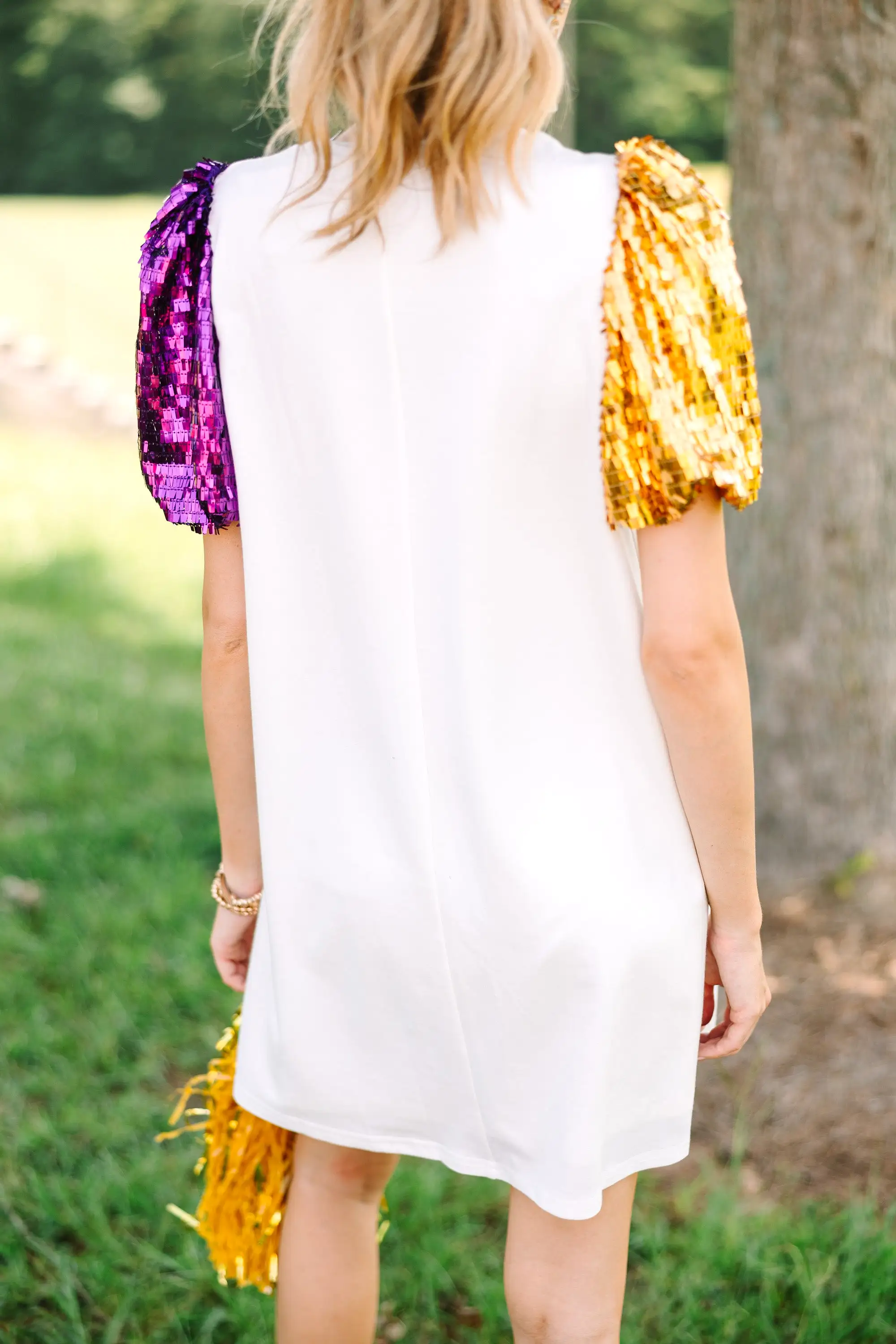 Walk On Purple Sequin Puff Sleeve Dress