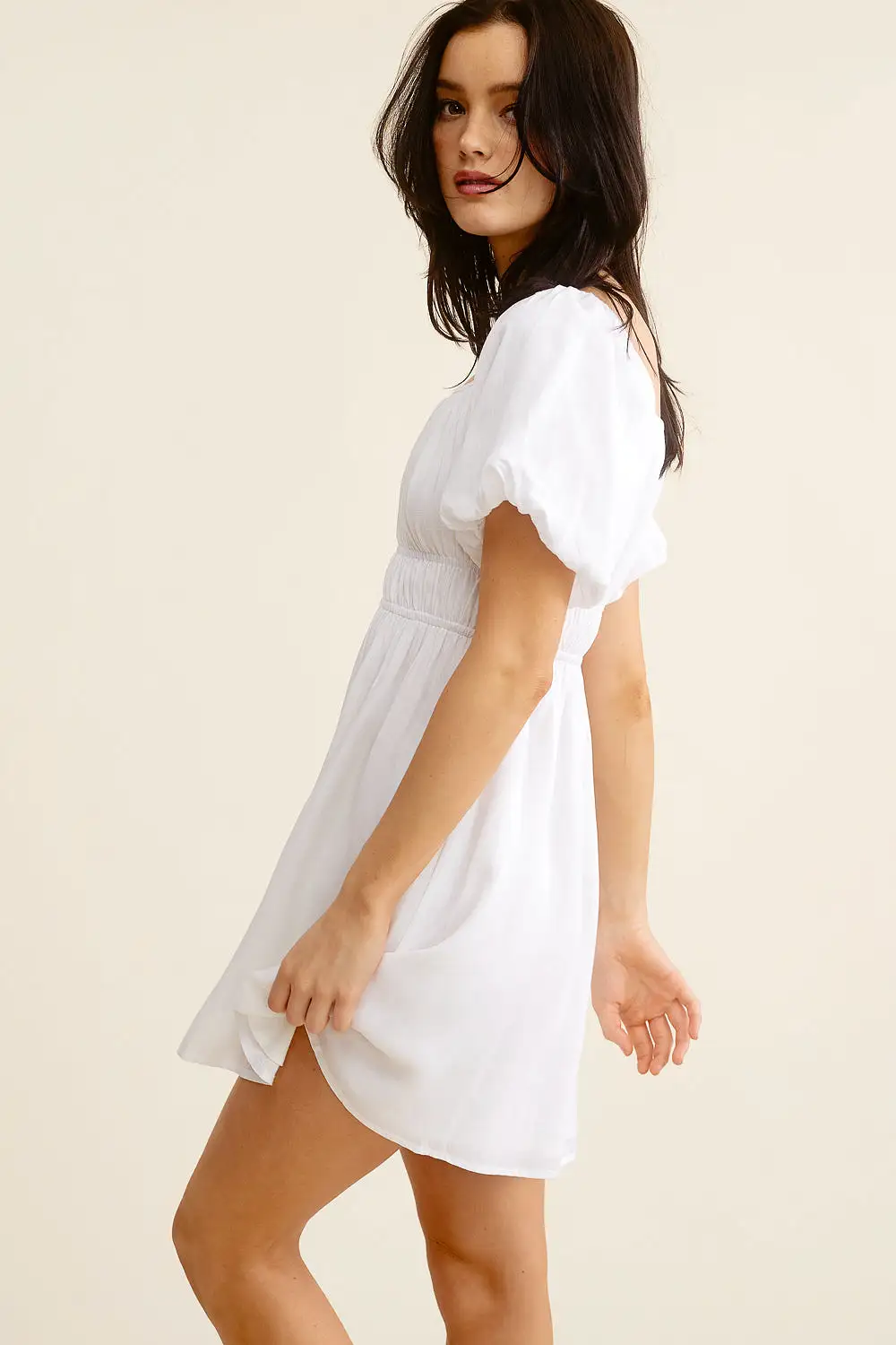 White Puff Sleeve Dress