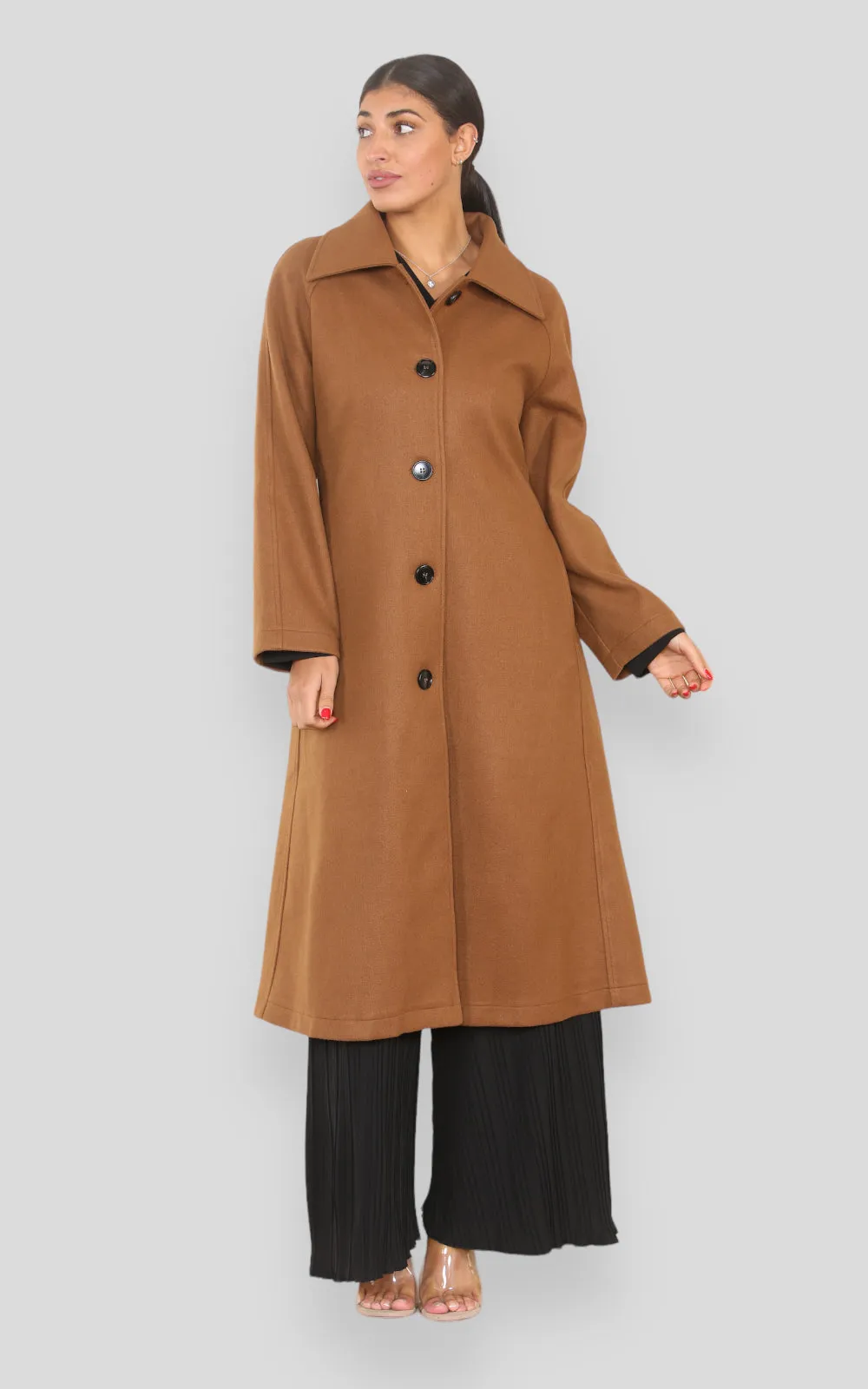 Women's solid Wool Blend Coat